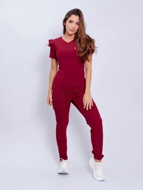 Women’s Burgundy Jogger Scrub Pants